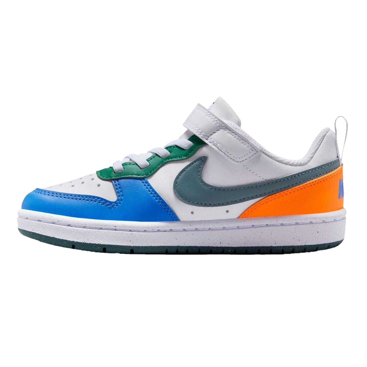 White-Blue-Orange Red - Side - Nike Boys Court Borough Cupsole Trainers