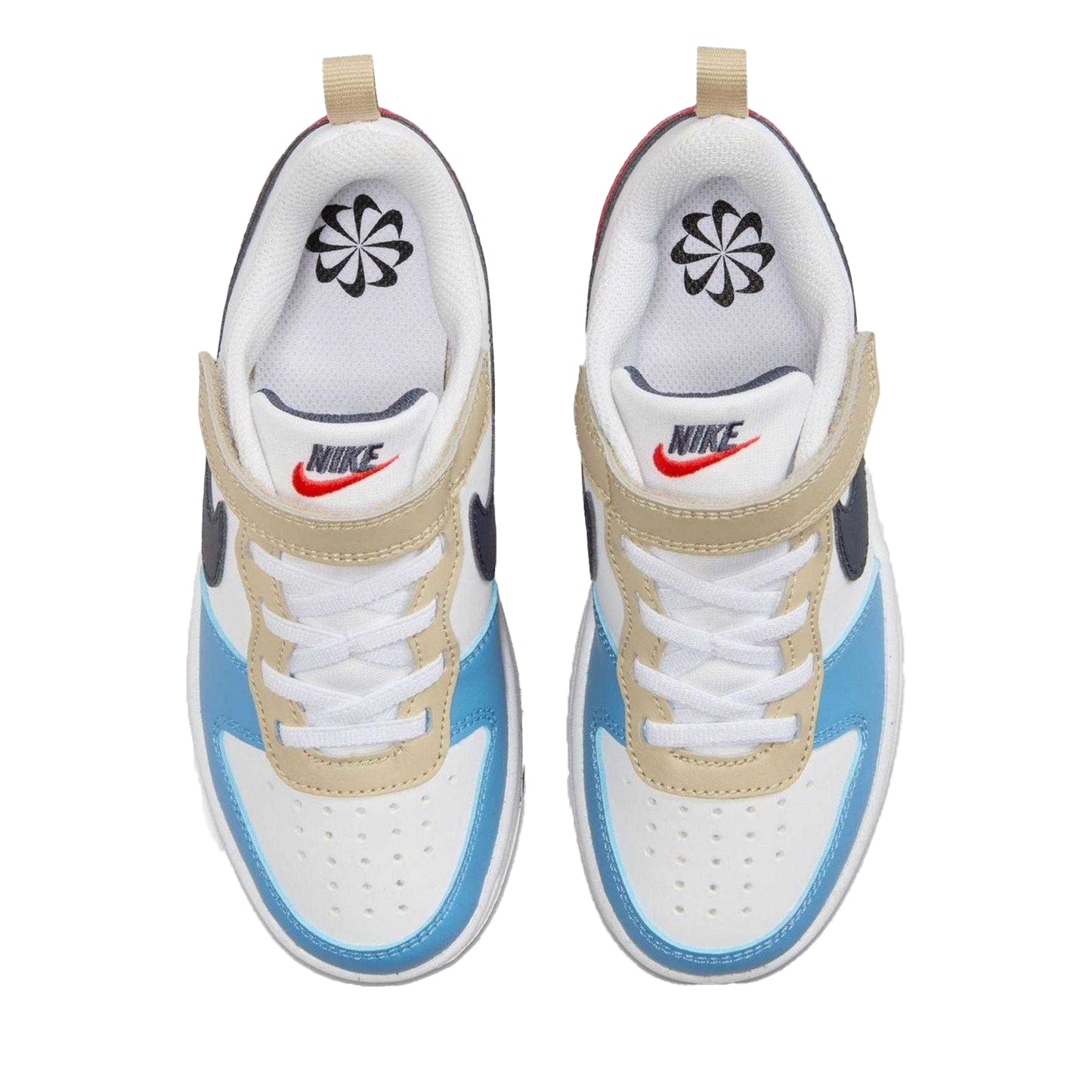White-Blue-Red - Side - Nike Boys Court Borough Cupsole Trainers