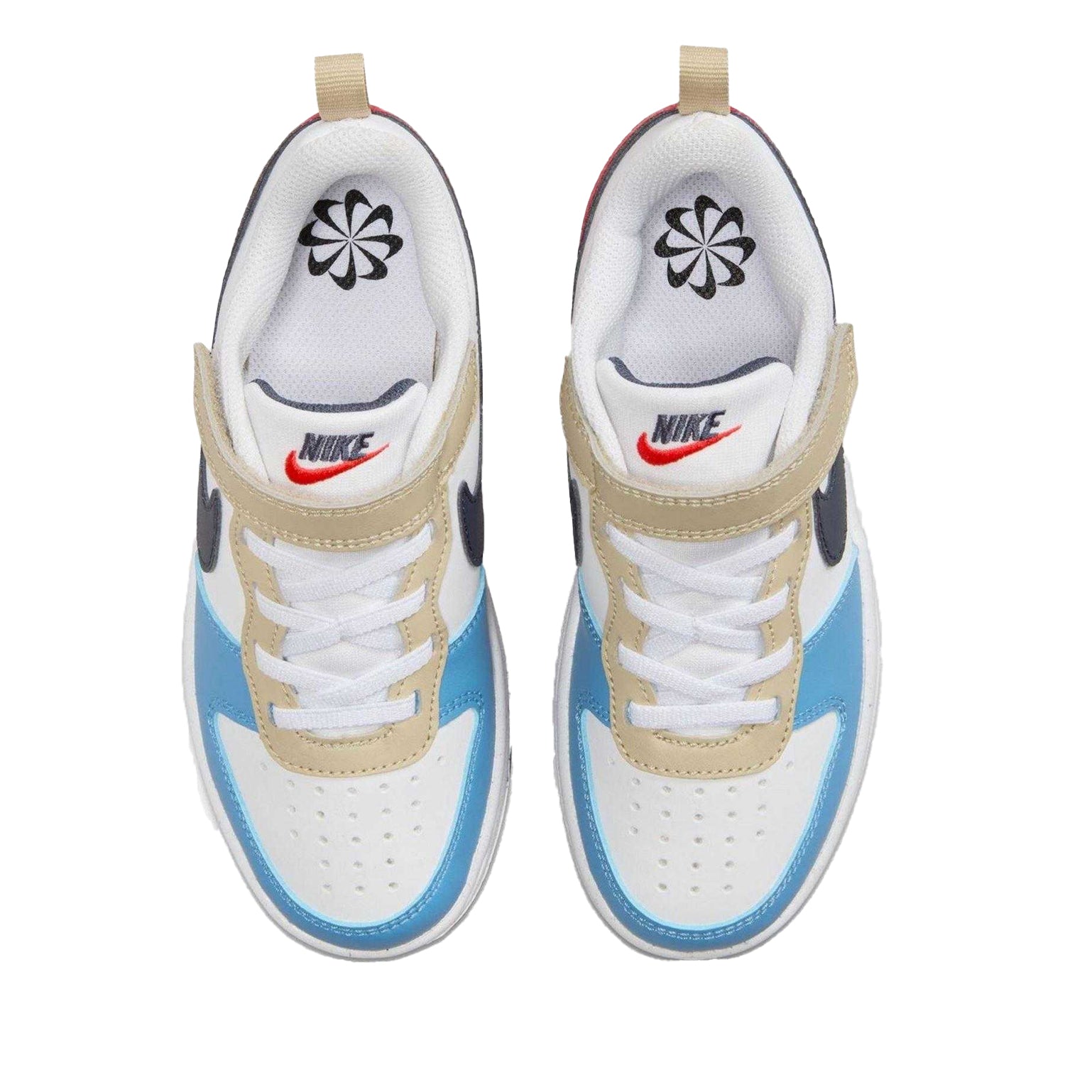 White-Blue-Red - Side - Nike Boys Court Borough Cupsole Trainers