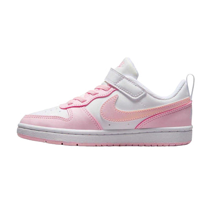 White-Pink - Side - Nike Boys Court Borough Cupsole Trainers