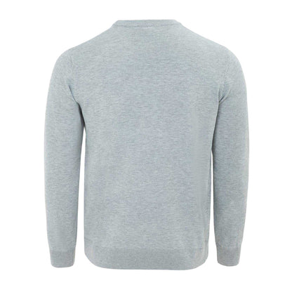 Grey Marl - Back - Giorgio Mens Knitted Crew Neck Jumper