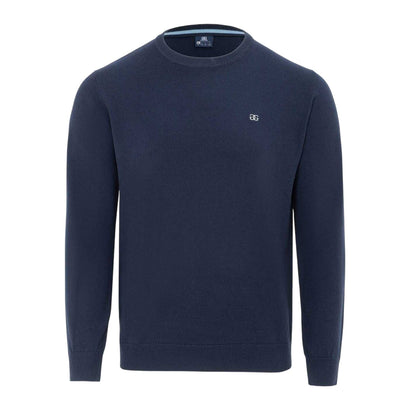 Navy - Front - Giorgio Mens Knitted Crew Neck Jumper
