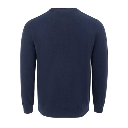 Navy - Back - Giorgio Mens Knitted Crew Neck Jumper