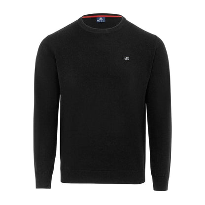 Black - Front - Giorgio Mens Knitted Crew Neck Jumper