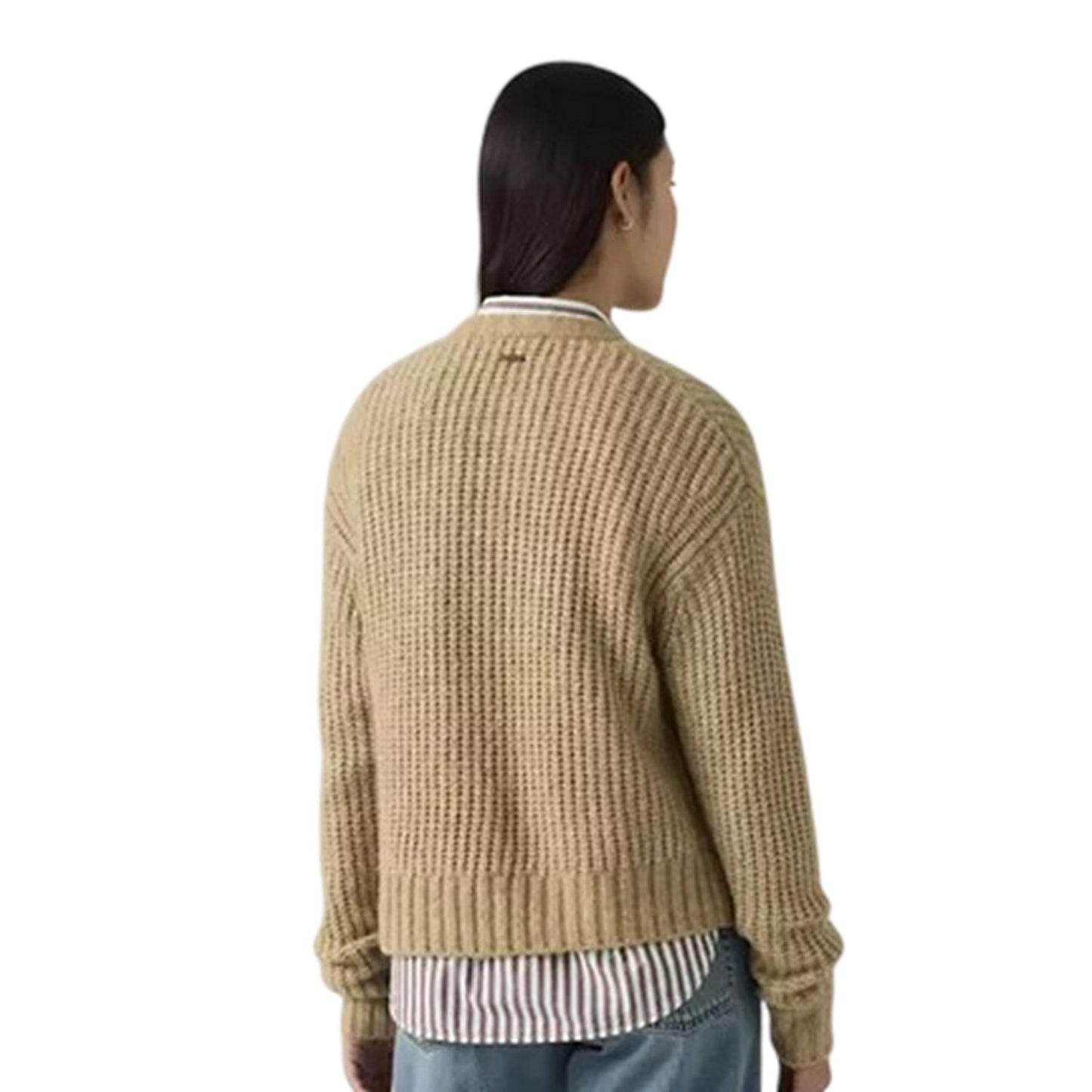 Caramel Heather - Back - Levis Womens-Ladies Luna Crew Neck Long-Sleeved Cardigan