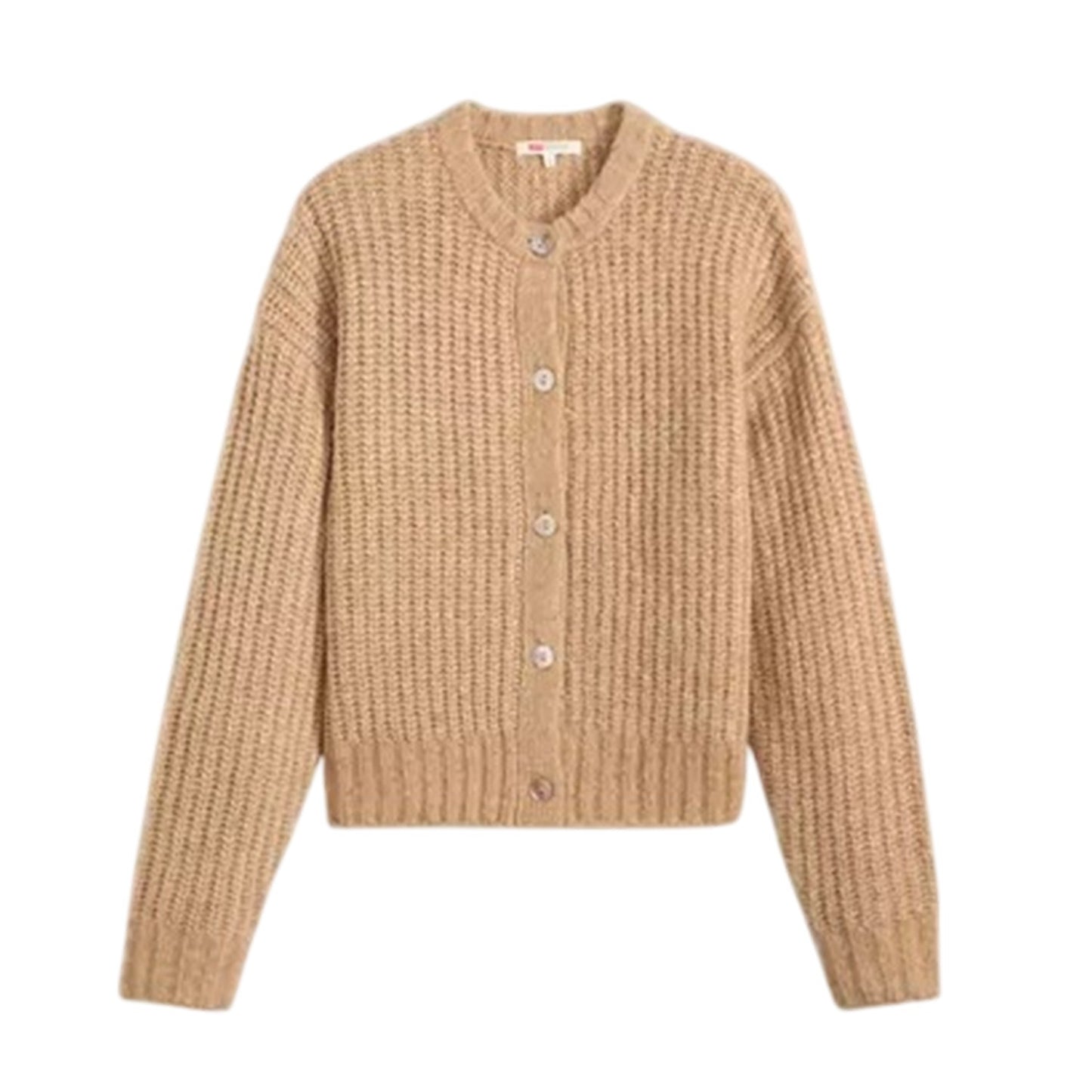 Caramel Heather - Front - Levis Womens-Ladies Luna Crew Neck Long-Sleeved Cardigan