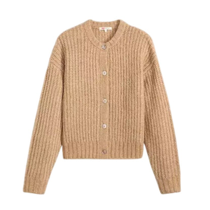 Caramel Heather - Front - Levis Womens-Ladies Luna Crew Neck Long-Sleeved Cardigan