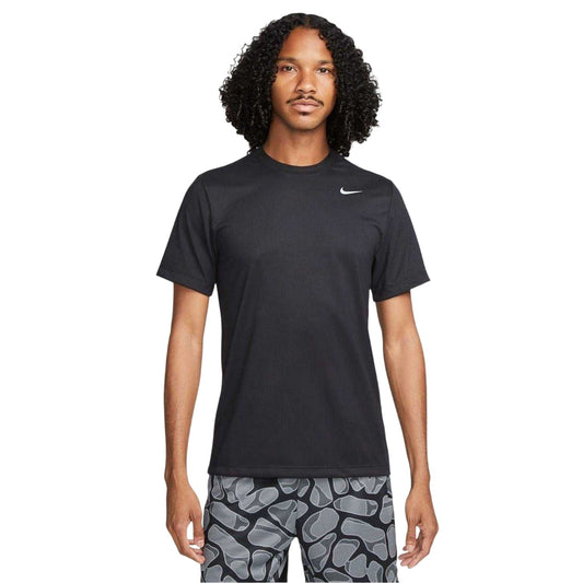 Black-Silver - Front - Nike Mens Legend Swoosh Dri-FIT T-Shirt