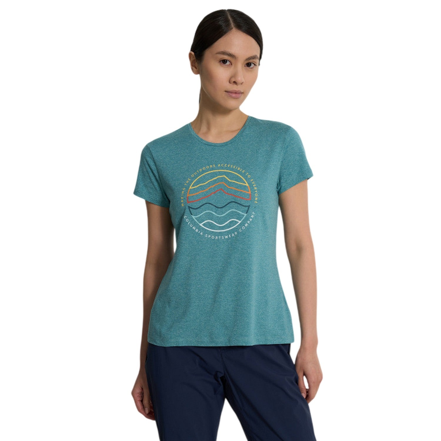Teal - Side - Columbia Womens-Ladies Sloan Ridge Graphic Print T-Shirt