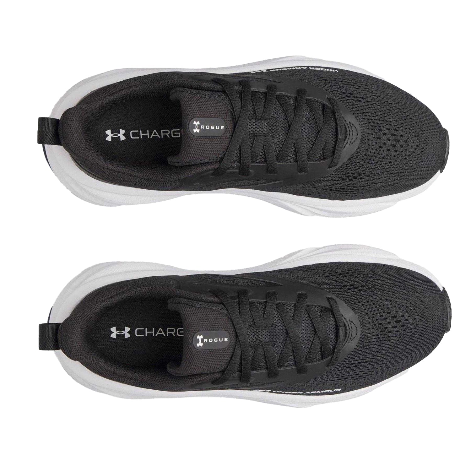 Black-White - Side - Under Armour Womens-Ladies Rogue 6 Trainers