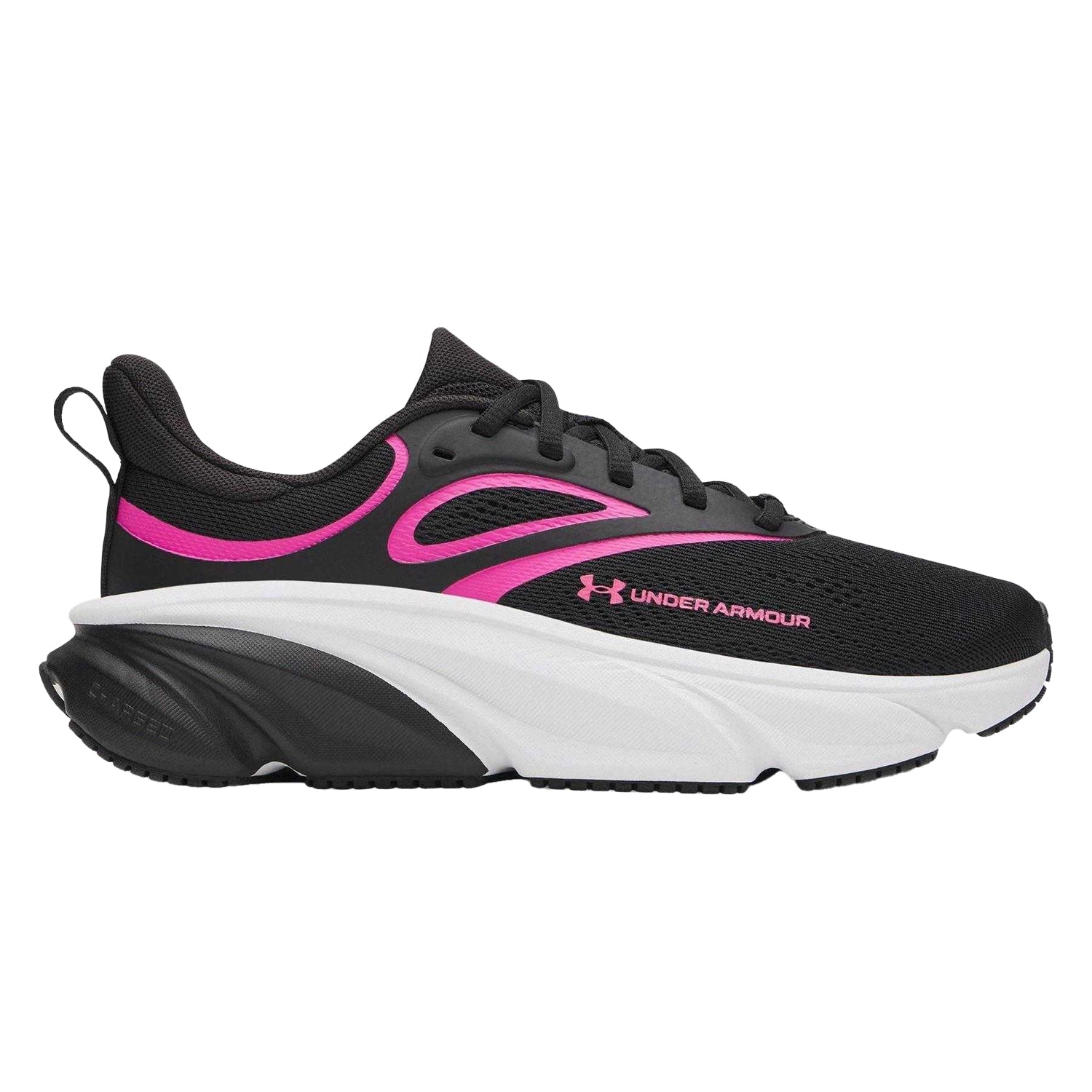 Black-Pink-White - Side - Under Armour Womens-Ladies Rogue 6 Trainers