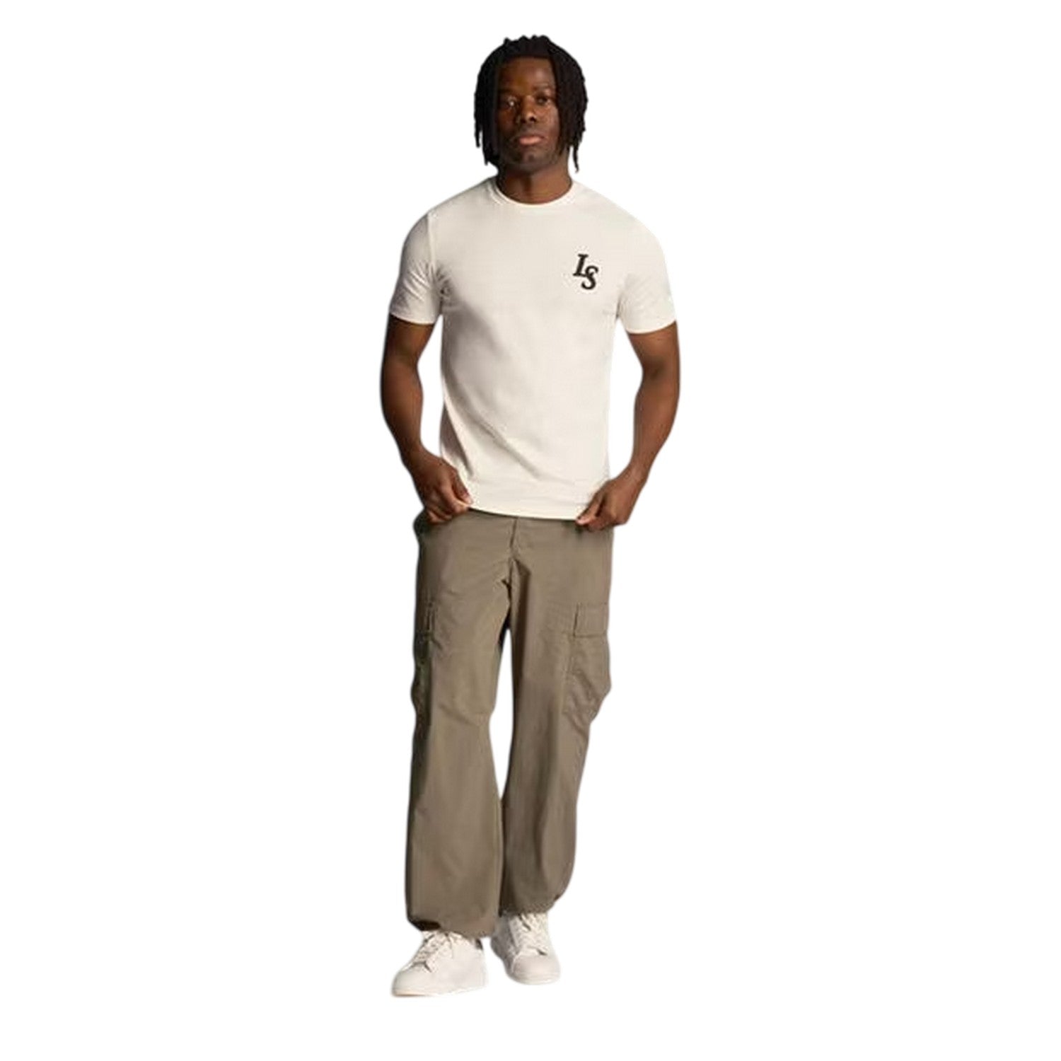 White - Side - Lyle & Scott Mens Emblem Cotton Logo T-Shirt
