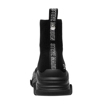 Black - Back - Steve Madden Womens-Ladies Knitted Sock Trainers