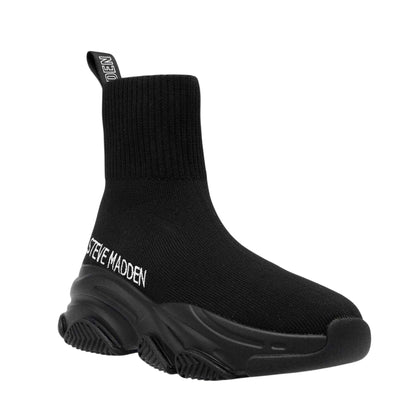 Black - Side - Steve Madden Womens-Ladies Knitted Sock Trainers