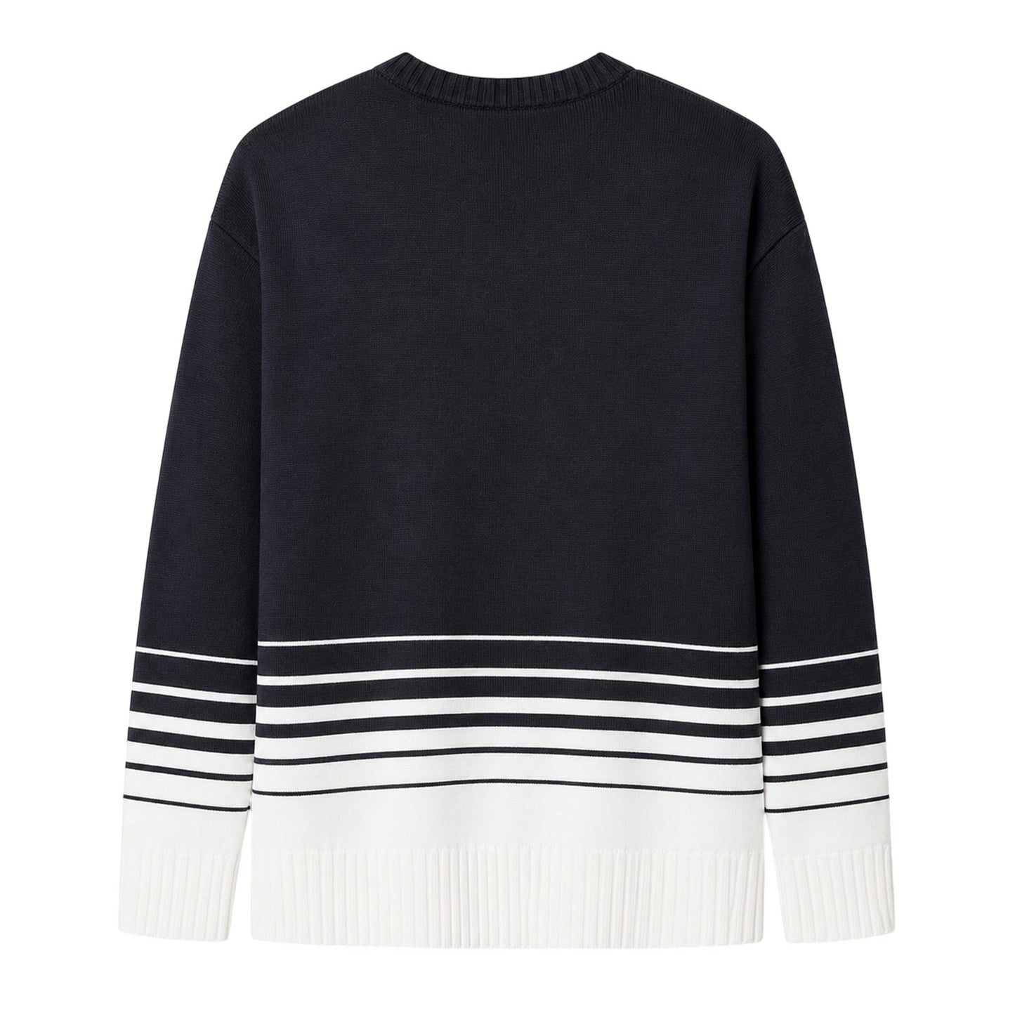 Navy - Back - Pretty Green Mens Striped Crew Neck Relaxed Fit Jumper