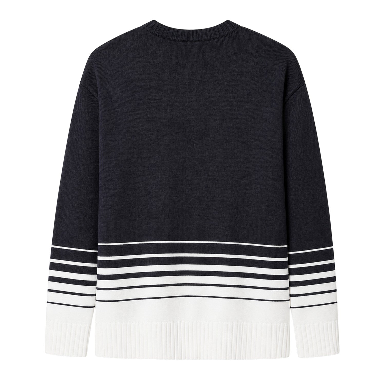 Navy - Back - Pretty Green Mens Striped Crew Neck Relaxed Fit Jumper