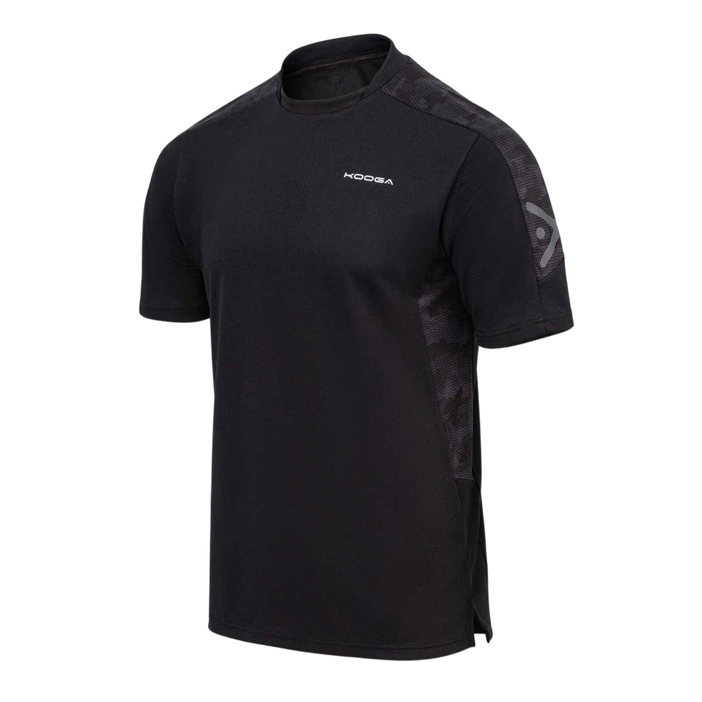 Black - Side - KooGa Mens Panels Crew Neck T-Shirt