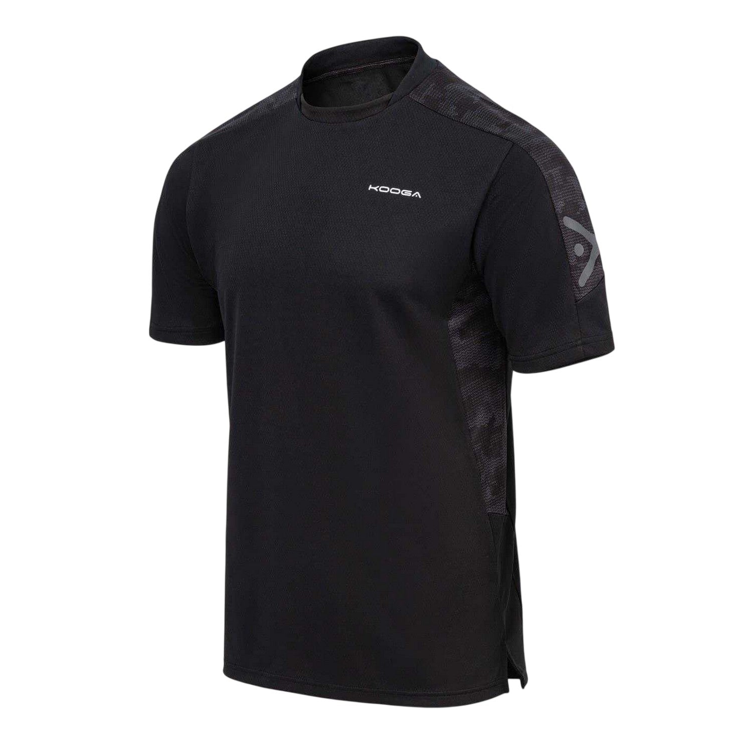 Black - Side - KooGa Mens Panels Crew Neck T-Shirt
