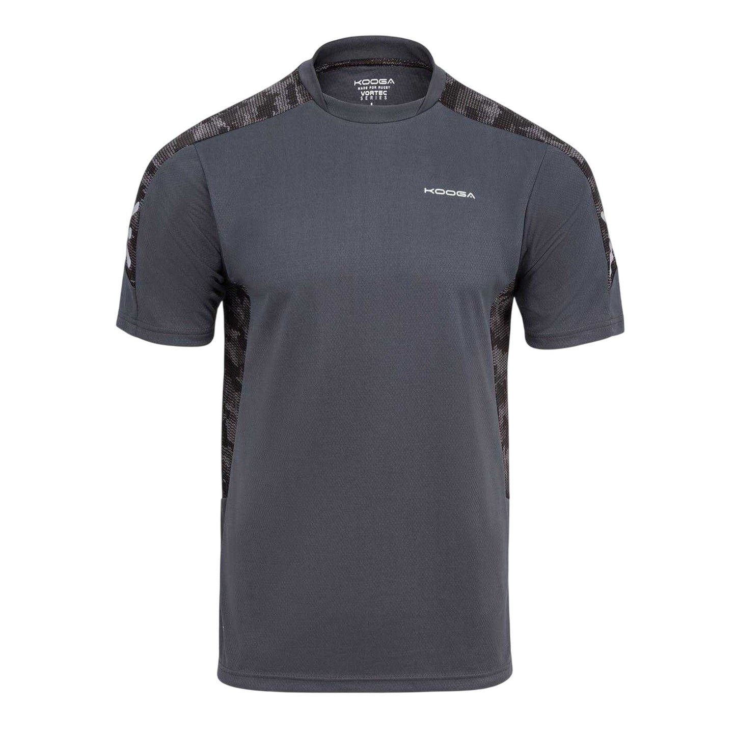 Charcoal - Front - KooGa Mens Panels Crew Neck T-Shirt