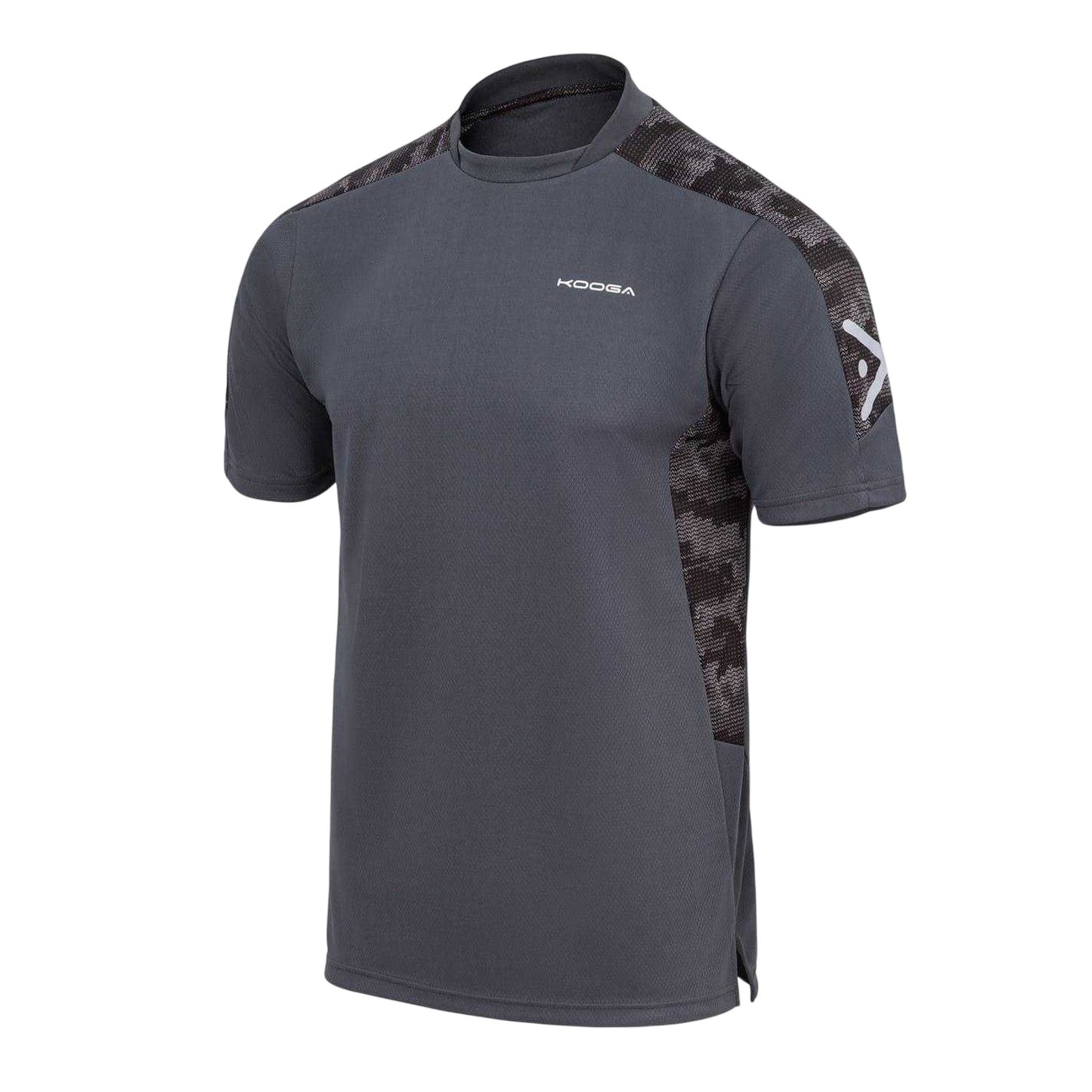Charcoal - Side - KooGa Mens Panels Crew Neck T-Shirt
