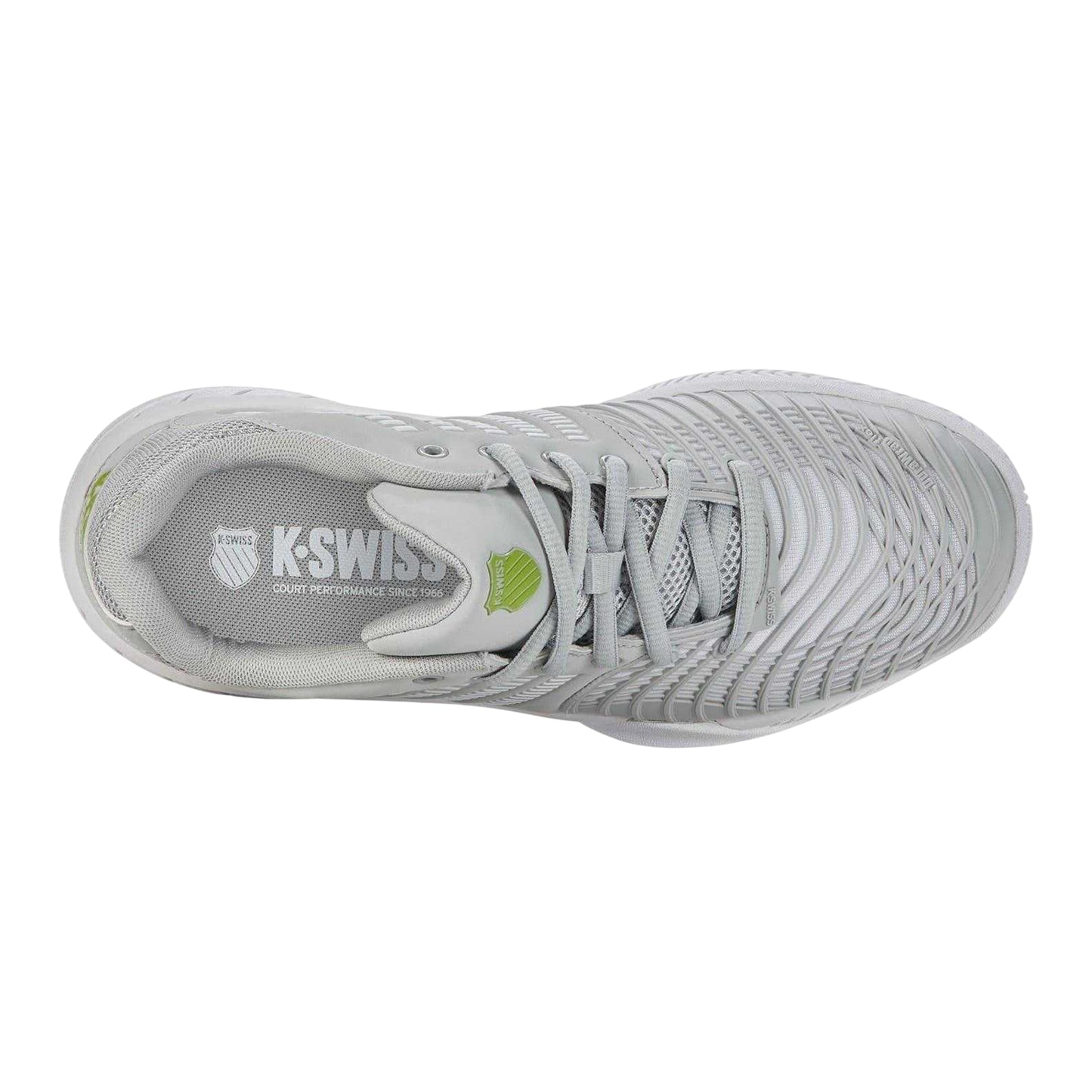 Gray Dawn-White-Green - Side - K-Swiss Womens-Ladies Express Light 3 Tennis Shoes