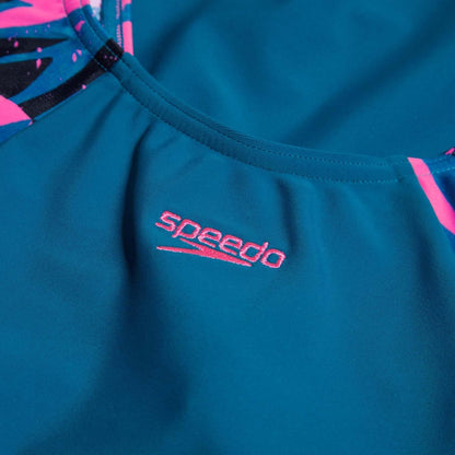 Green - Side - Speedo Girls Muscleback One Piece Swimsuit
