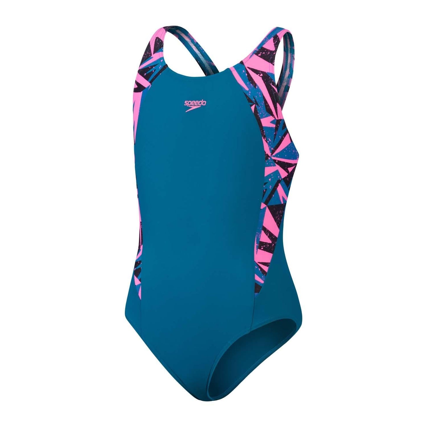 Green - Front - Speedo Girls Muscleback One Piece Swimsuit