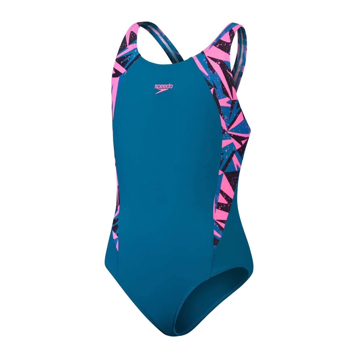 Green - Front - Speedo Girls Muscleback One Piece Swimsuit