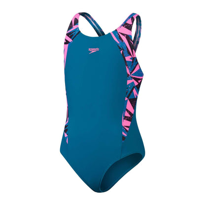 Green - Front - Speedo Girls Muscleback One Piece Swimsuit