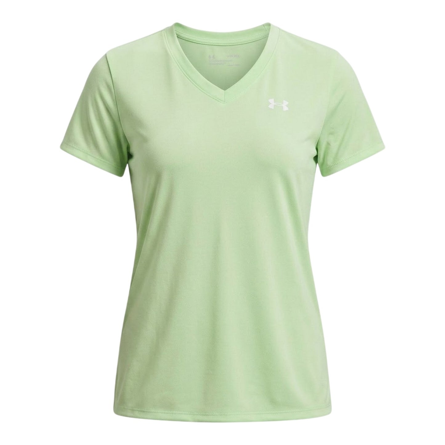Lime-White - Front - Under Armour Womens-Ladies V Neck T-Shirt