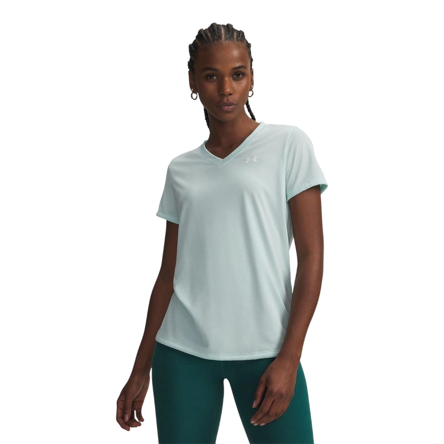 Mint - Side - Under Armour Womens-Ladies V Neck T-Shirt