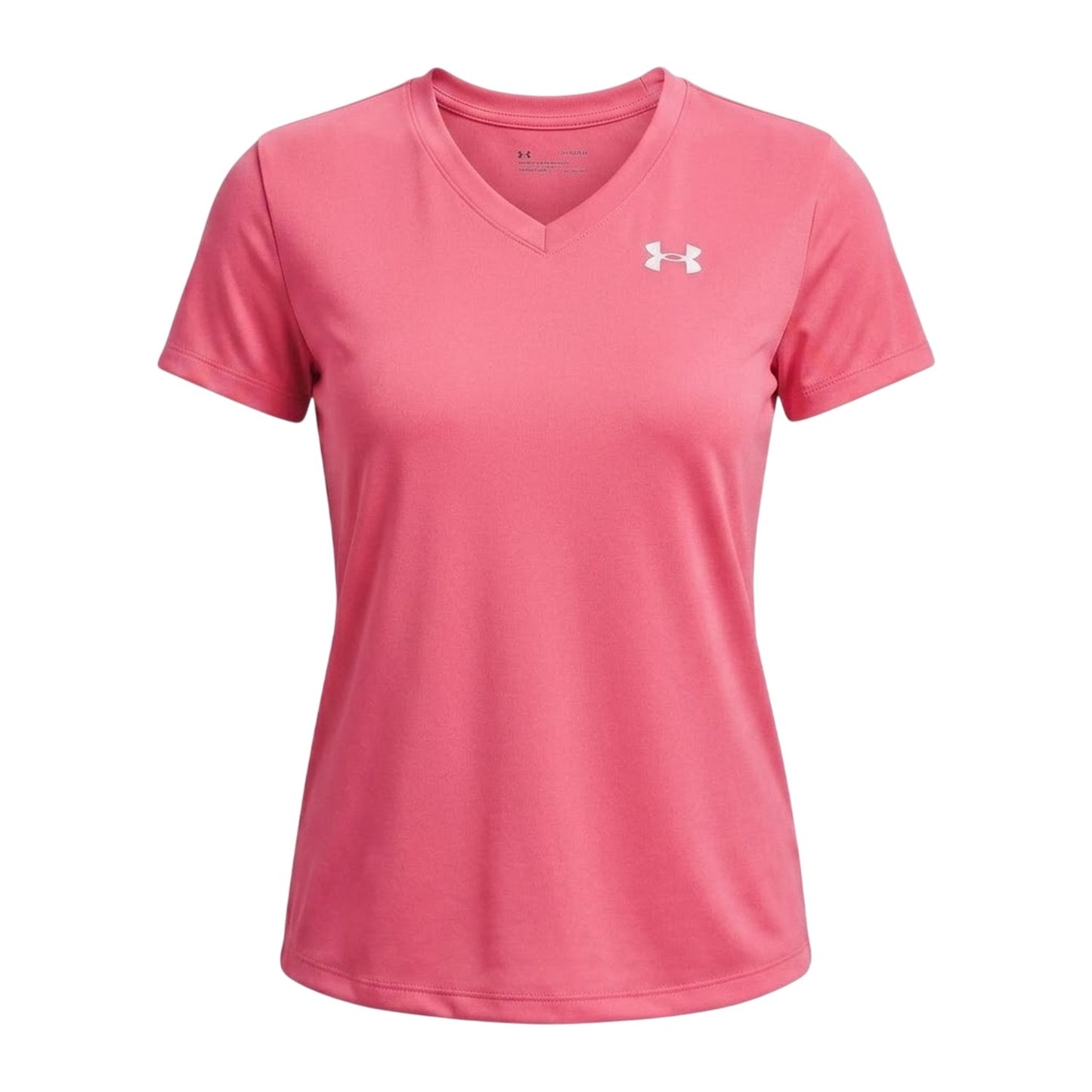 Super Pink - Front - Under Armour Womens-Ladies V Neck T-Shirt