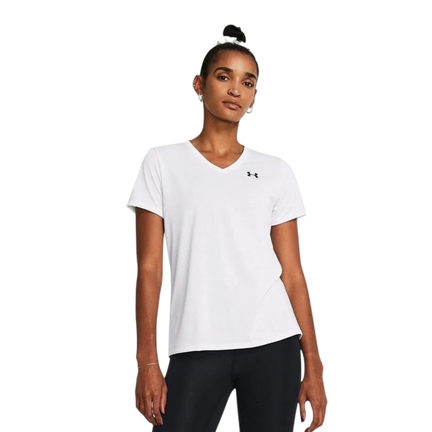 White - Side - Under Armour Womens-Ladies V Neck T-Shirt