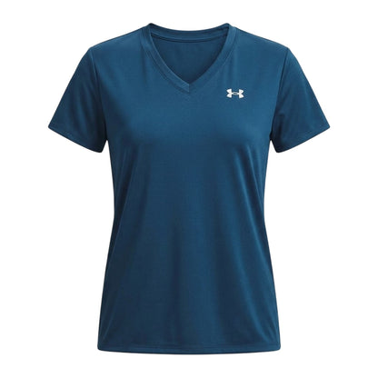Blue-White - Front - Under Armour Womens-Ladies V Neck T-Shirt