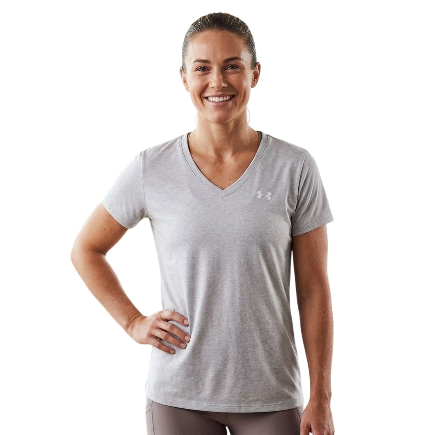Calm Blue - Side - Under Armour Womens-Ladies V Neck T-Shirt