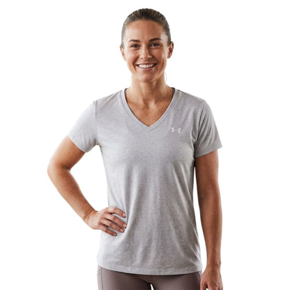 Calm Blue - Side - Under Armour Womens-Ladies V Neck T-Shirt