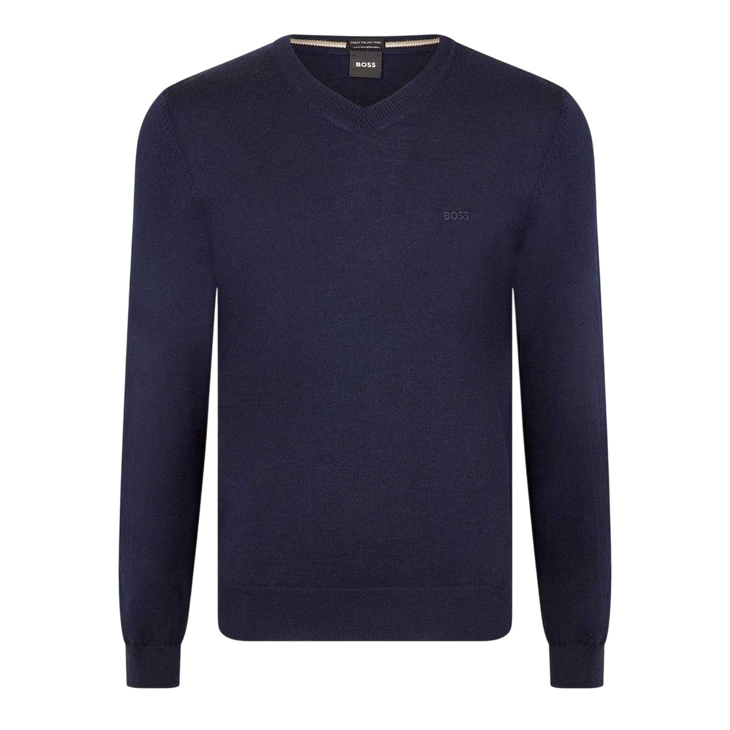 Dark Blue - Front - Boss Mens Baram Crew Neck Pullover