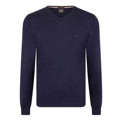 Dark Blue - Front - Boss Mens Baram Crew Neck Pullover