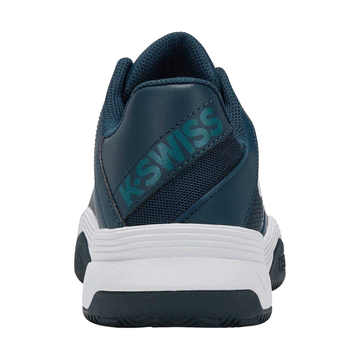 Teal-White-Aqua - Back - K-Swiss Mens Swis Court Express Leather Trainers