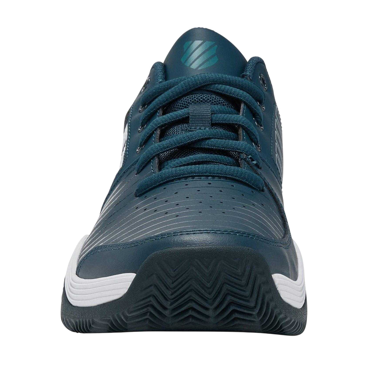 Teal-White-Aqua - Side - K-Swiss Mens Swis Court Express Leather Trainers