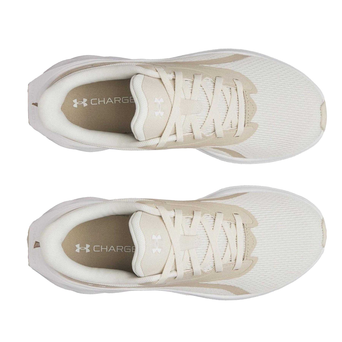 Khaki-White - Side - Under Armour Womens-Ladies Ascend Trainers