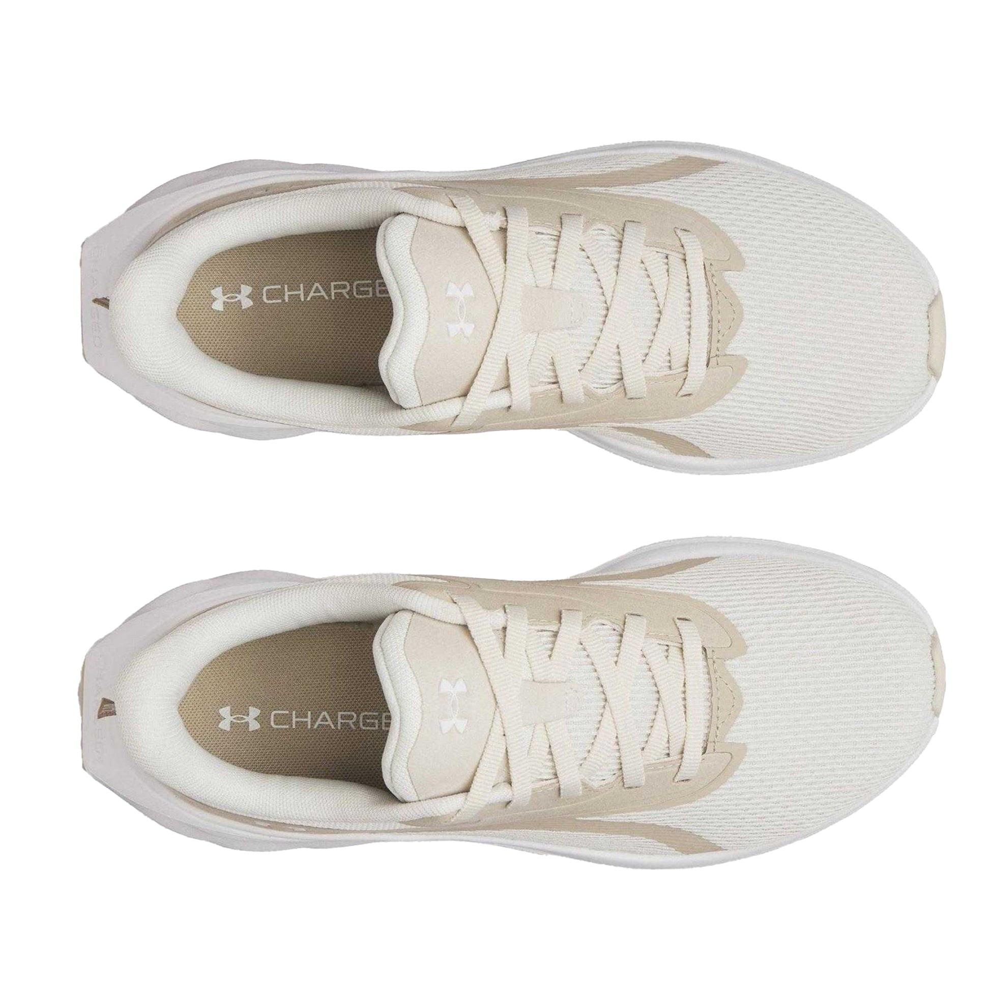 Khaki-White - Side - Under Armour Womens-Ladies Ascend Trainers