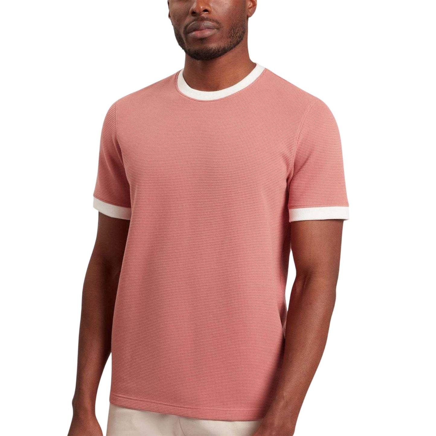 Mid Pink - Side - Ted Baker Mens Ringer T-Shirt