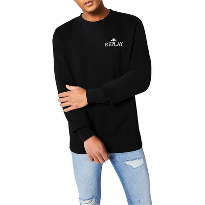 Black - Side - Replay Mens Logo Crew Neck Sweatshirt
