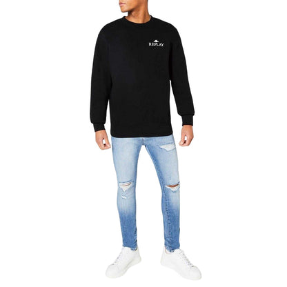 Black - Lifestyle - Replay Mens Logo Crew Neck Sweatshirt