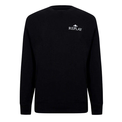 Black - Front - Replay Mens Logo Crew Neck Sweatshirt