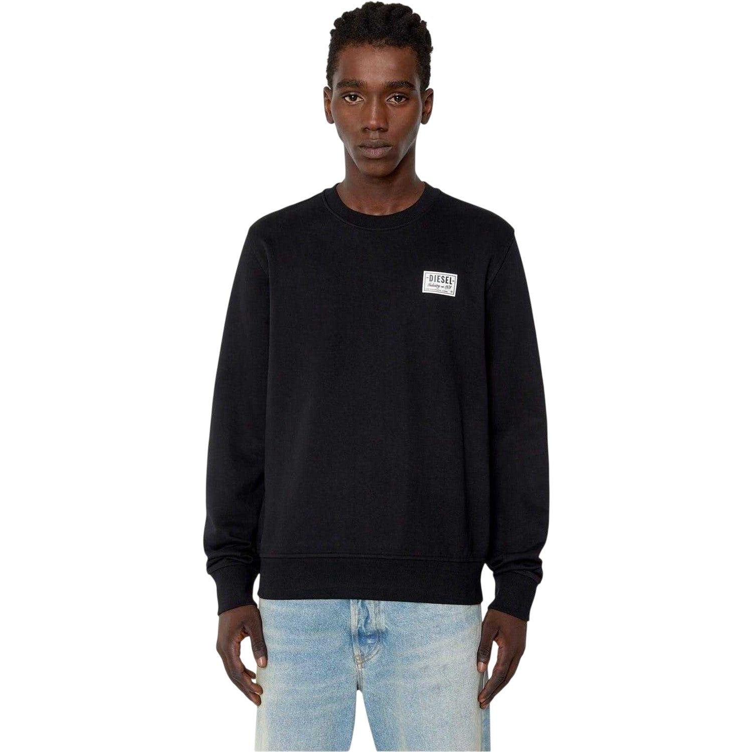 Black - Side - Diesel Mens Logo Crew Neck Sweatshirt