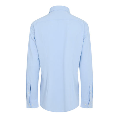 Light Blue - Back - Boss Mens Plain Collared Regular Long-Sleeved Shirt