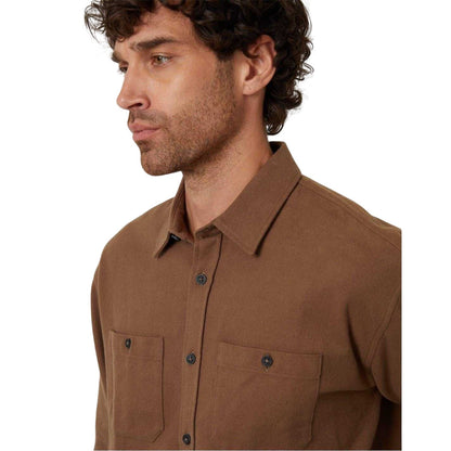Brown - Side - Threadbare Mens Firfield Regular Long-Sleeved Shirt
