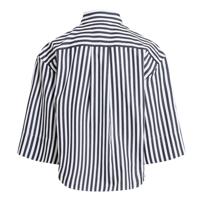 Brown - Back - Hugo Womens-Ladies Striped Drop Shoulder Boxy Shirt